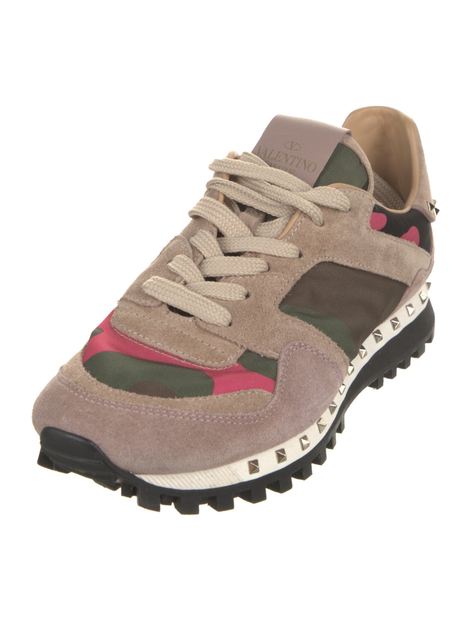 Valentino Rockstud Accents Suede Athletic Sneakers