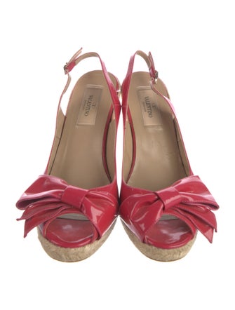 Valentino Patent Leather Colorblock Pattern Espadrilles