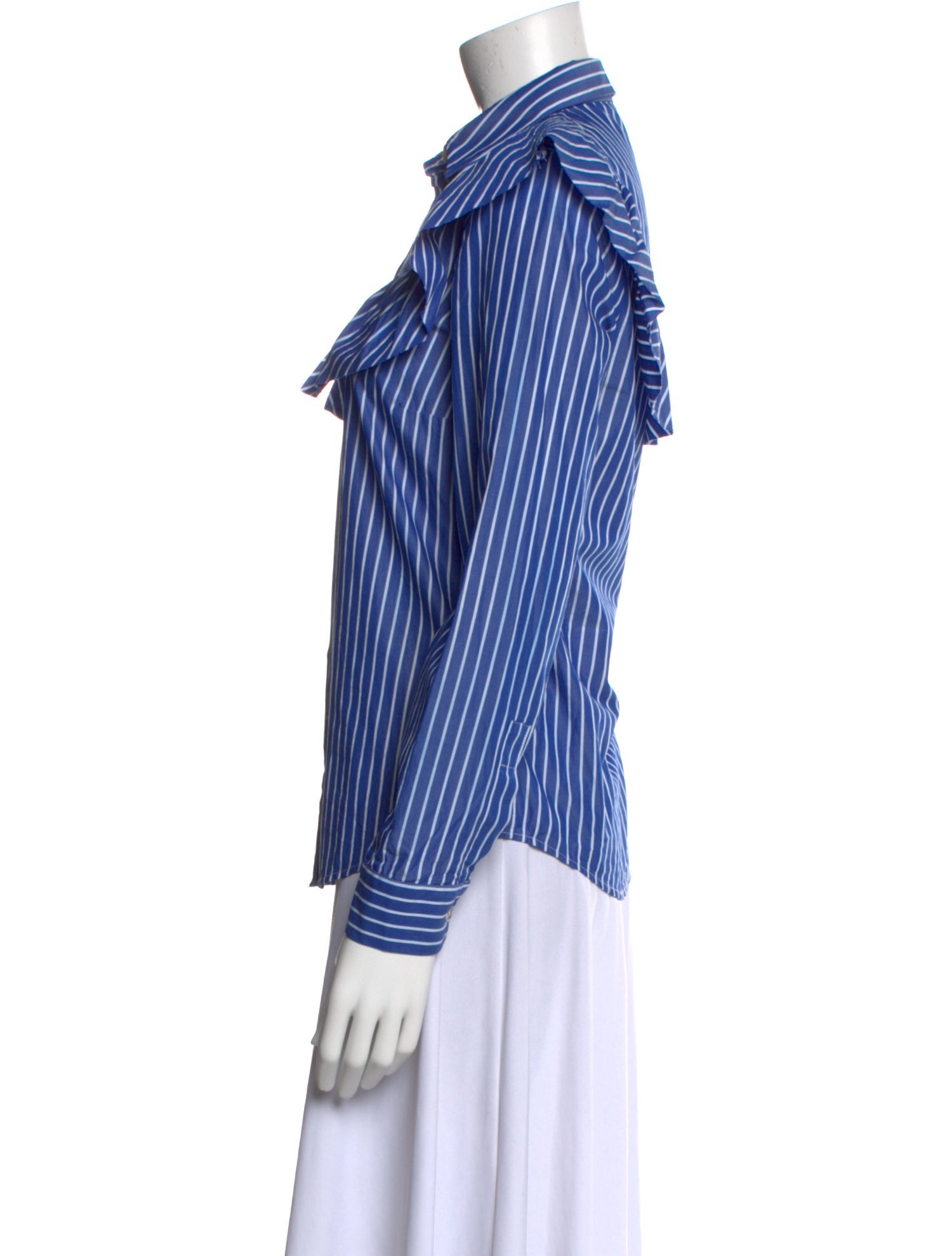 Valentino Striped Long Sleeve Button-Up Top
