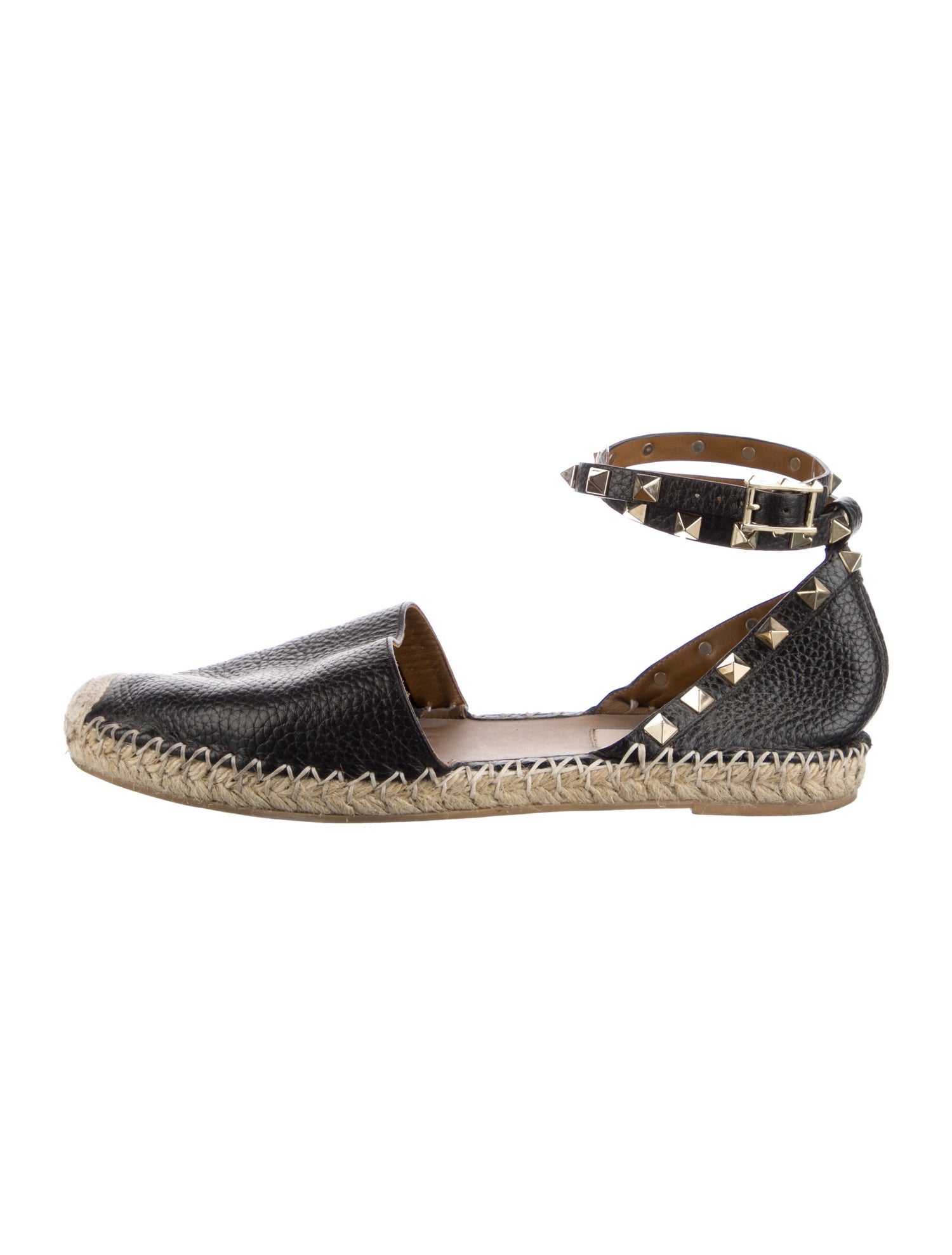 Valentino Rockstud Accents Leather Espadrilles