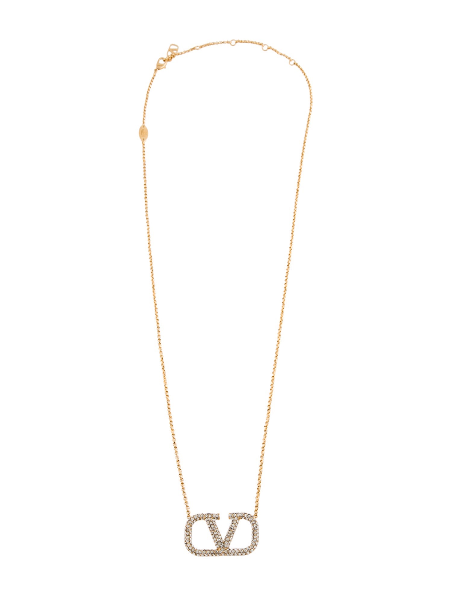 Valentino Crystal VLogo Pendant Necklace