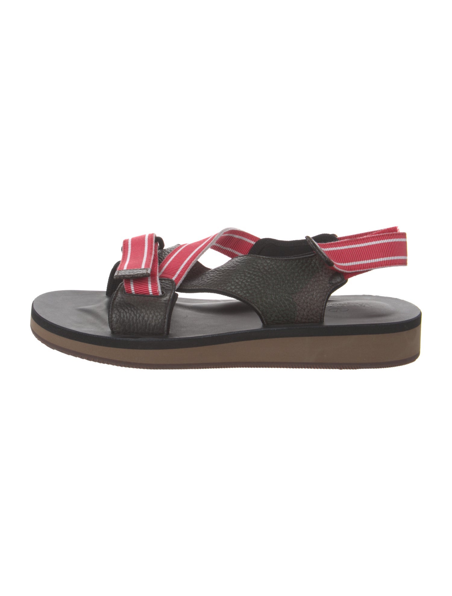 Valentino Leather Striped Slingback Sandals