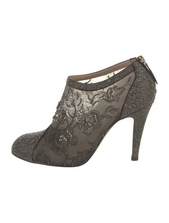 Valentino Leather Mesh Accents Boots