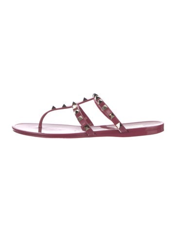 Valentino Sandals Rockstud Accents Rubber Flip Flops IT 38 | 8
