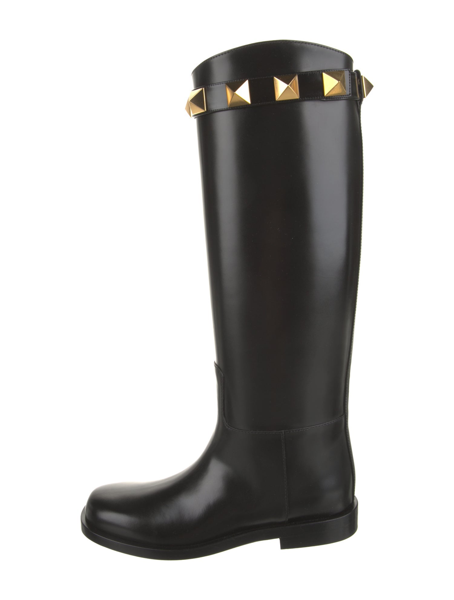 Valentino Leather Studded Accents Rain Boots