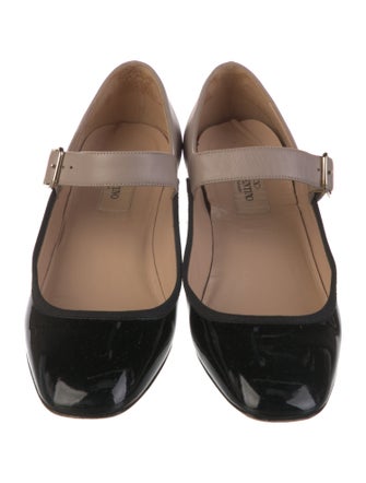 Valentino Patent Leather Colorblock Pattern Pumps