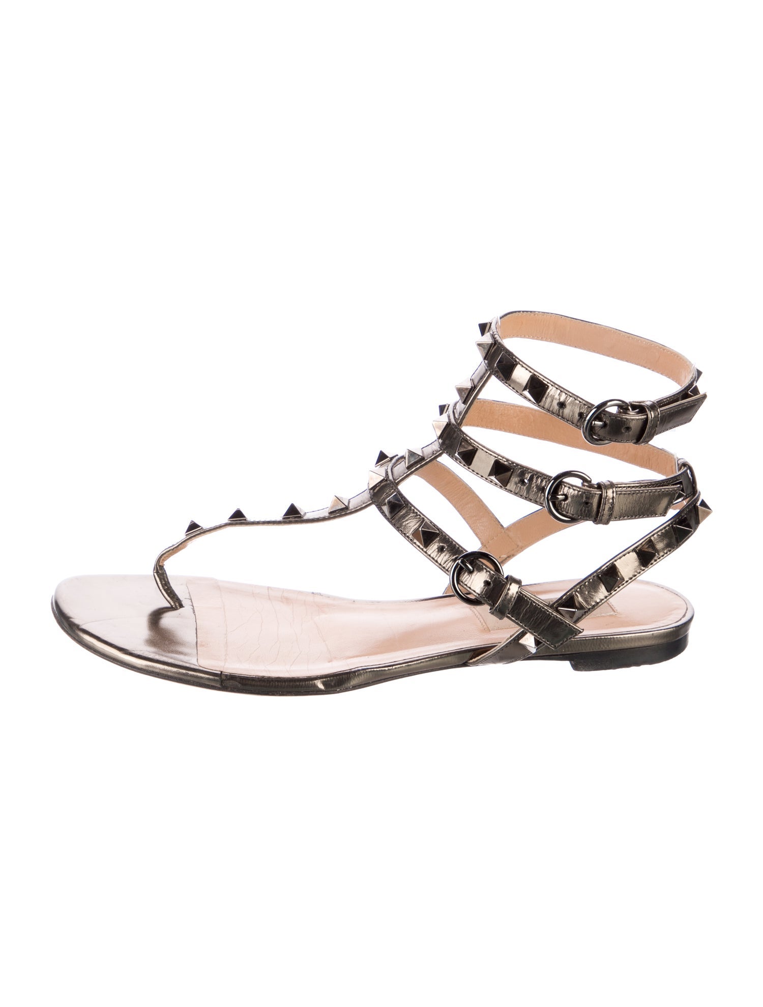 Valentino Rockstud Accents Leather Gladiator Sandals