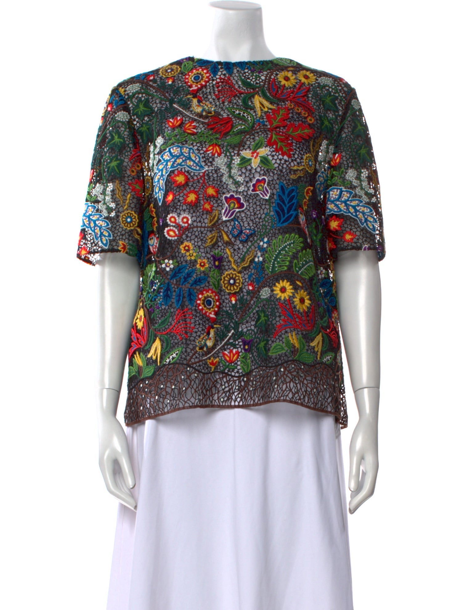 Valentino Printed Bateau Neckline Top