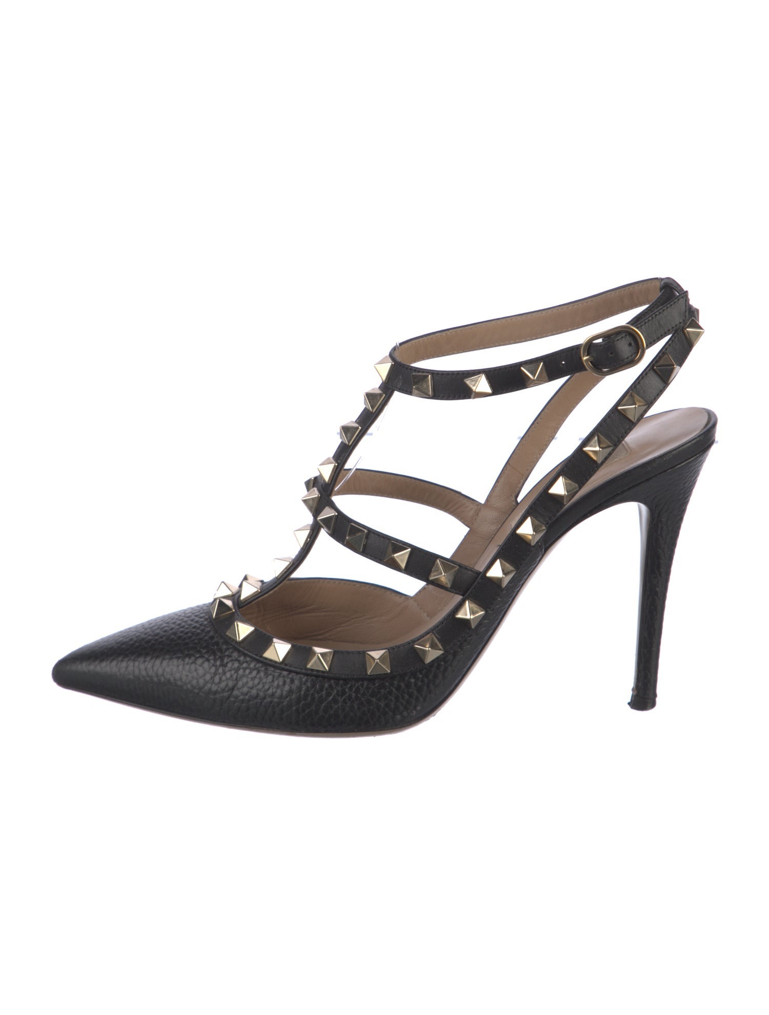 Valentino Rockstud Accents Leather T-Strap Pumps