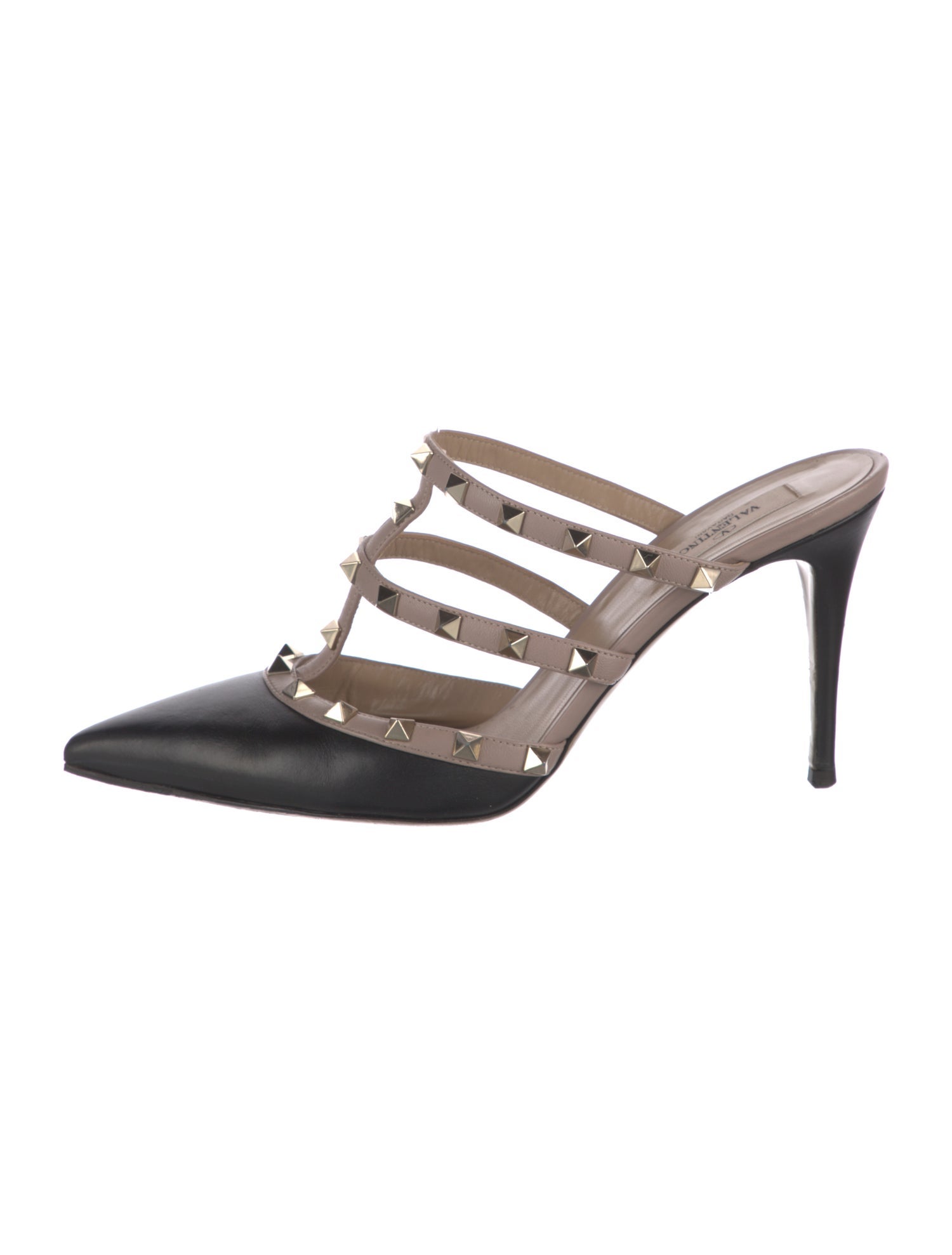 Valentino Rockstud Accents Leather Mules