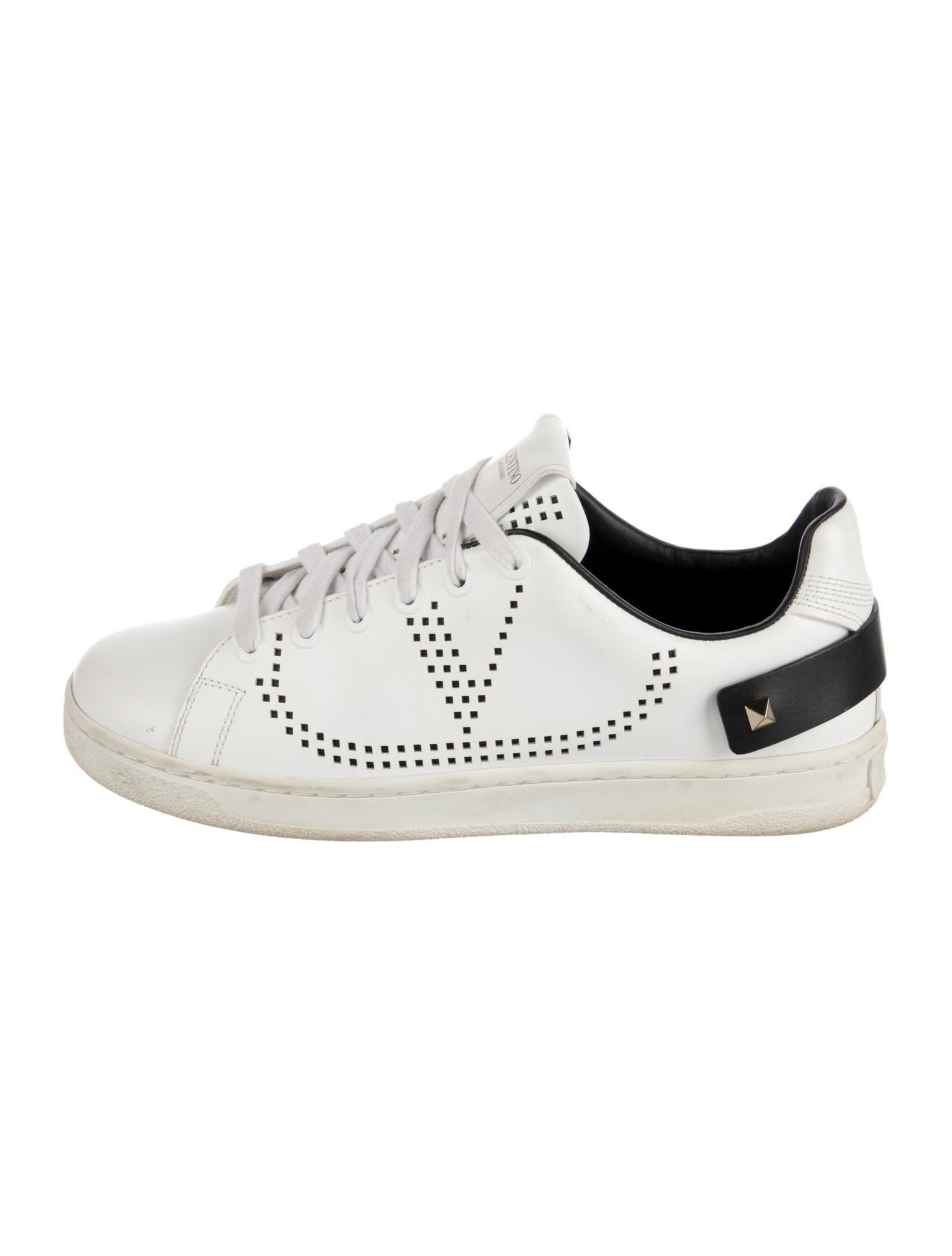 Valentino Rockstud Accents Leather Sneakers