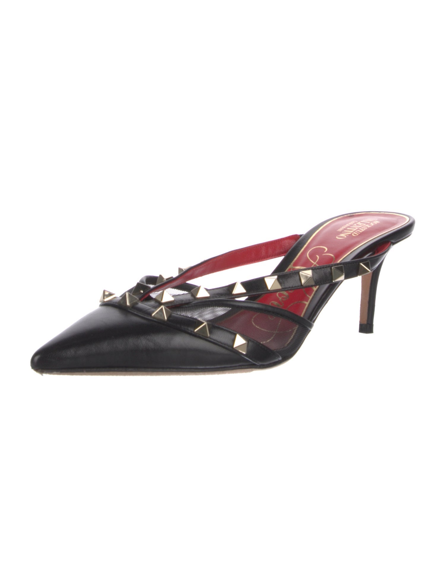 Valentino Rockstud Accents Leather Mules