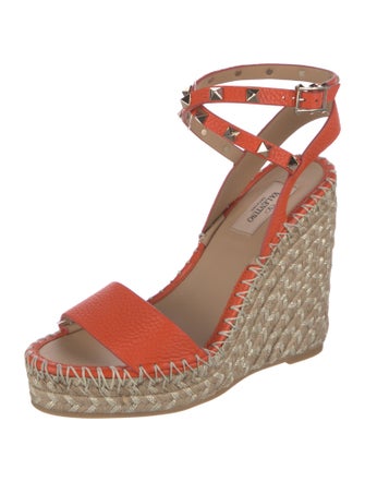 Valentino Rockstud Accents Leather Espadrilles