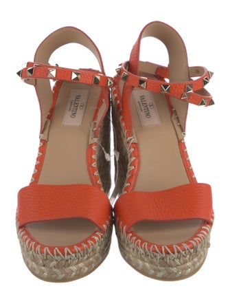 Valentino Rockstud Accents Leather Espadrilles