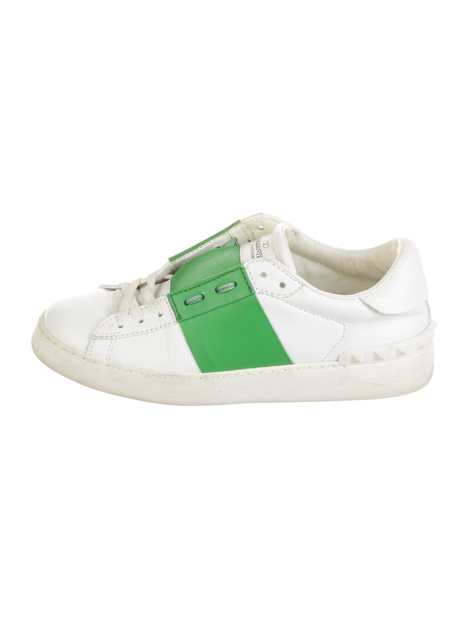 Valentino Rockstud Accents Leather Sneakers