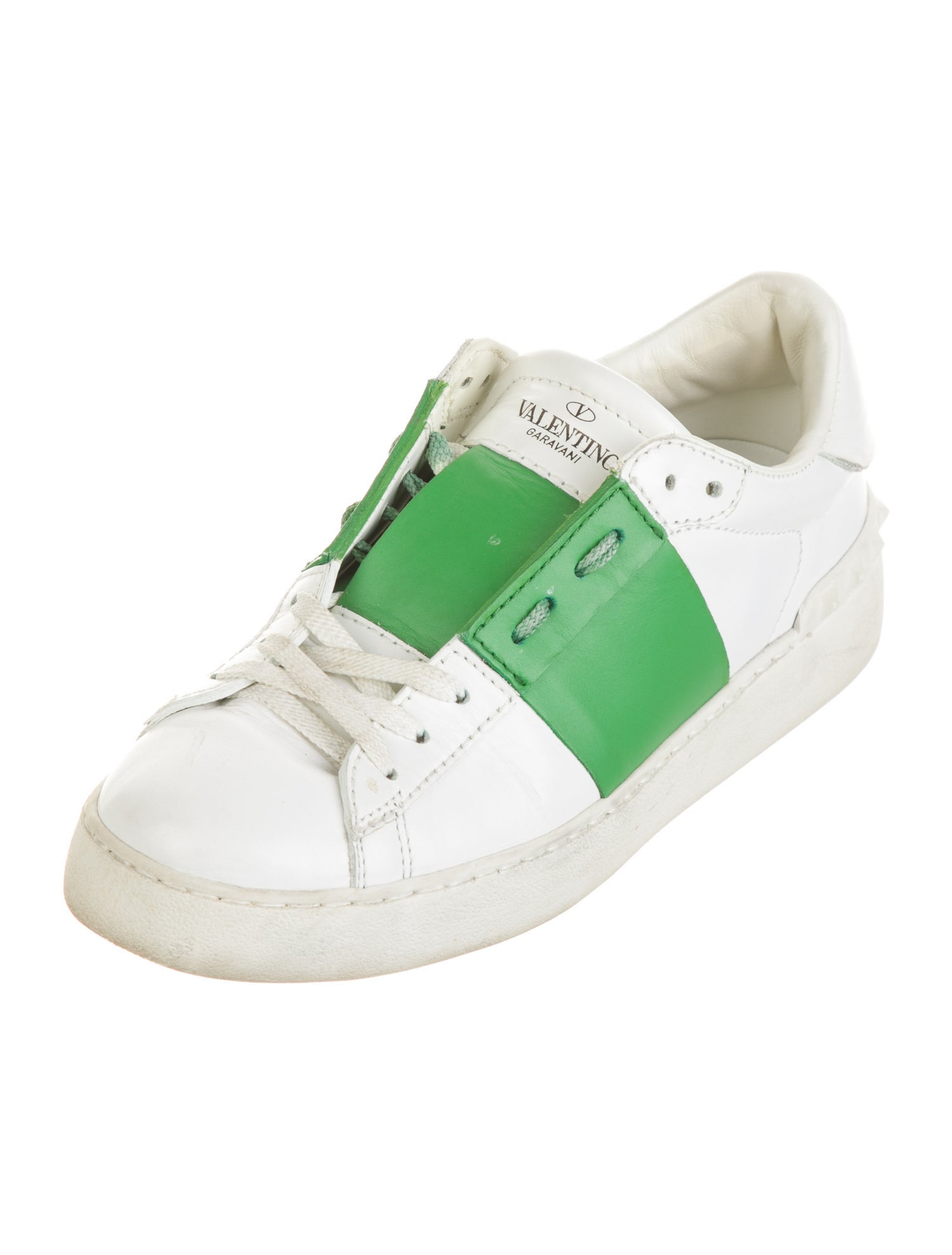 Valentino Rockstud Accents Leather Sneakers