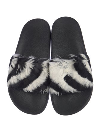 Valentino Printed Feather Trim Slides