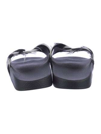 Valentino Printed Feather Trim Slides