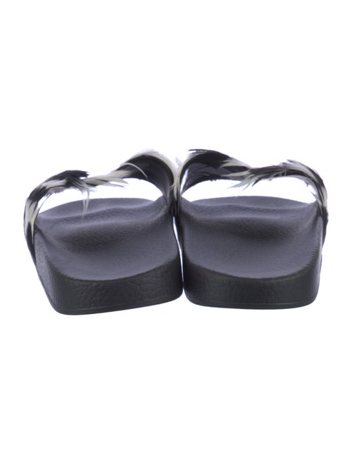 Valentino Printed Feather Trim Slides