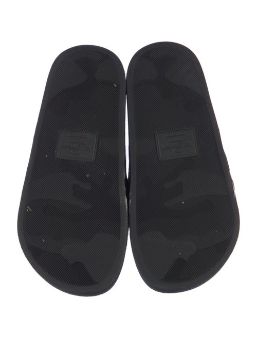 Valentino Printed Feather Trim Slides