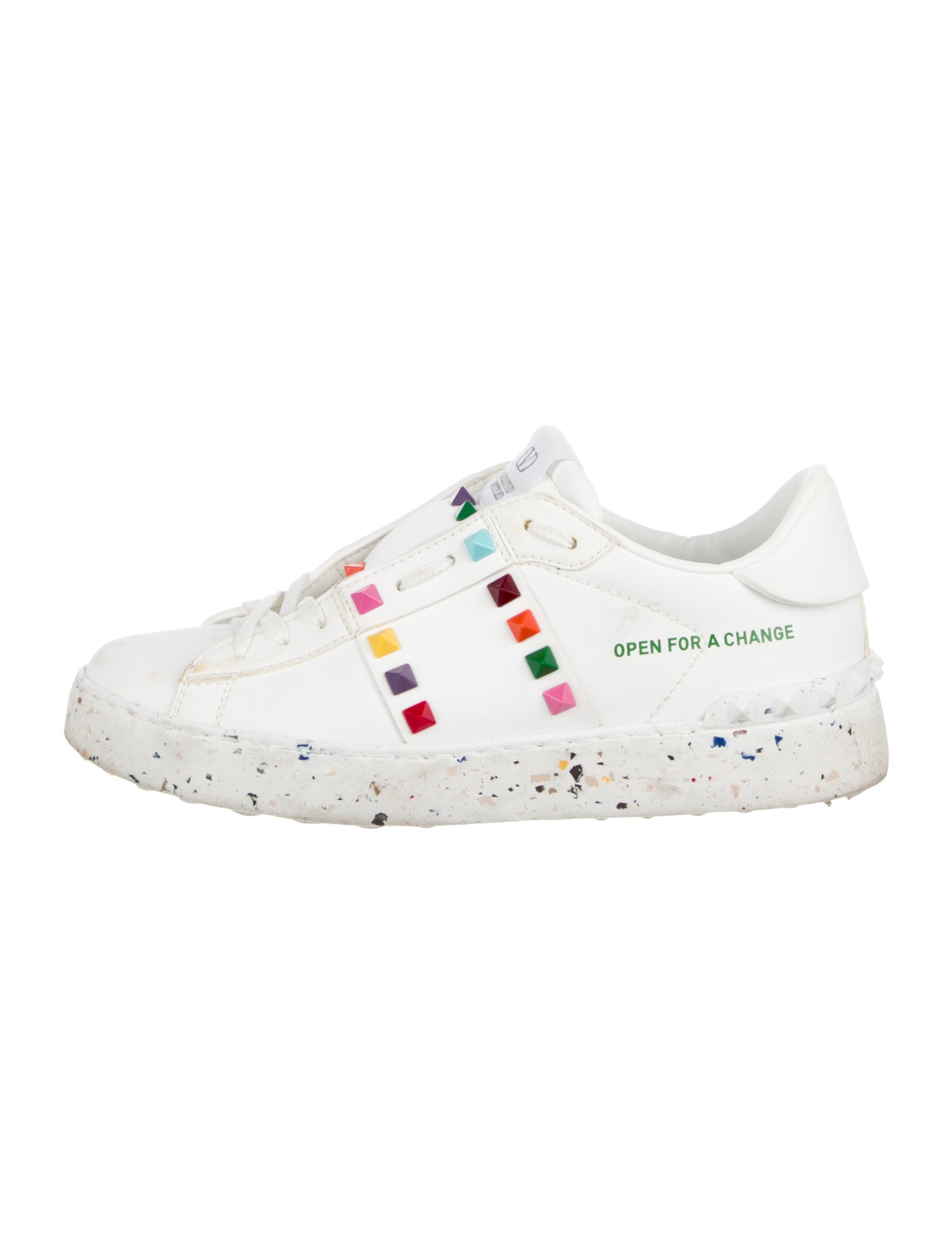 Valentino Rockstud Accents Leather Sneakers