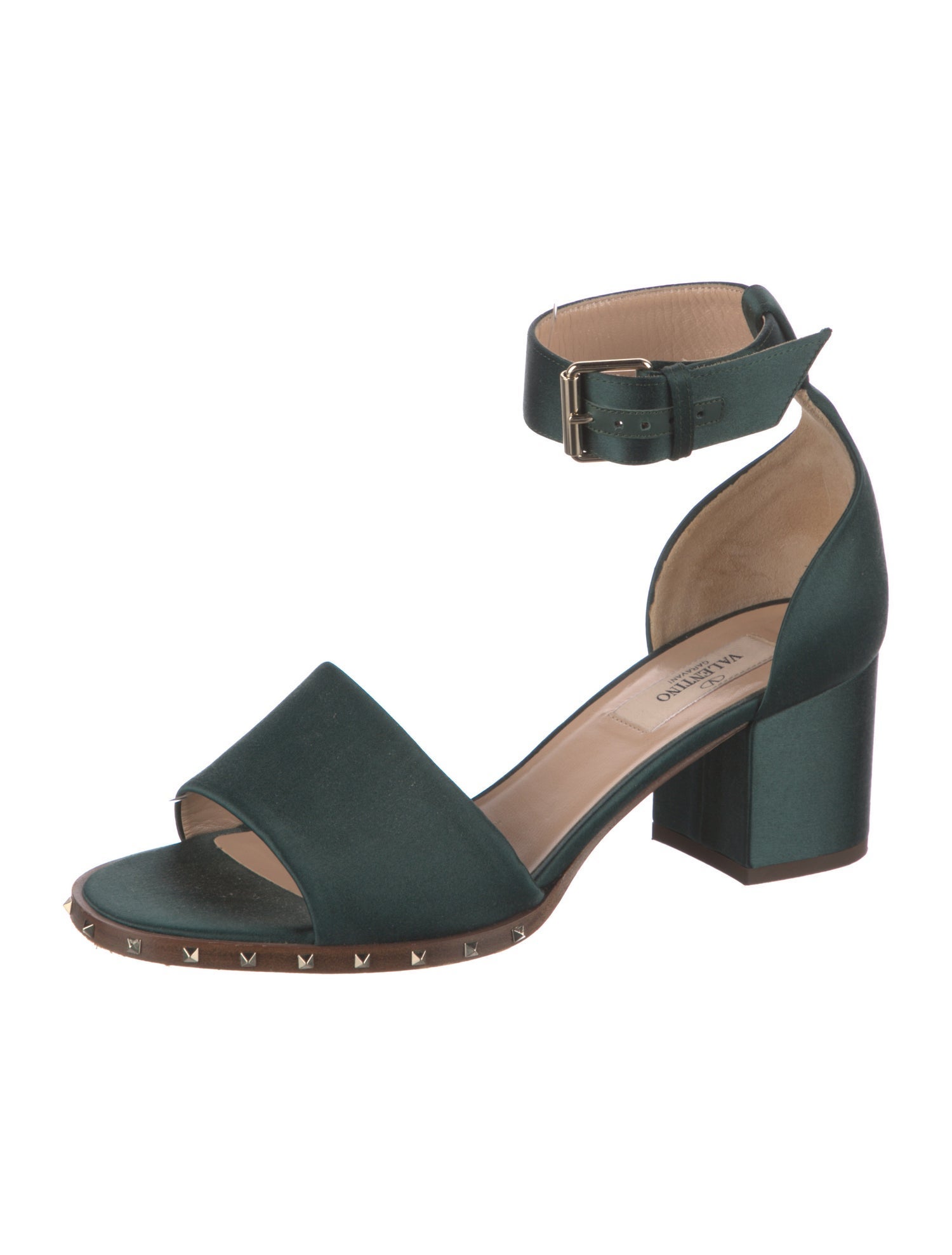Valentino Rockstud Accents Satin Sandals