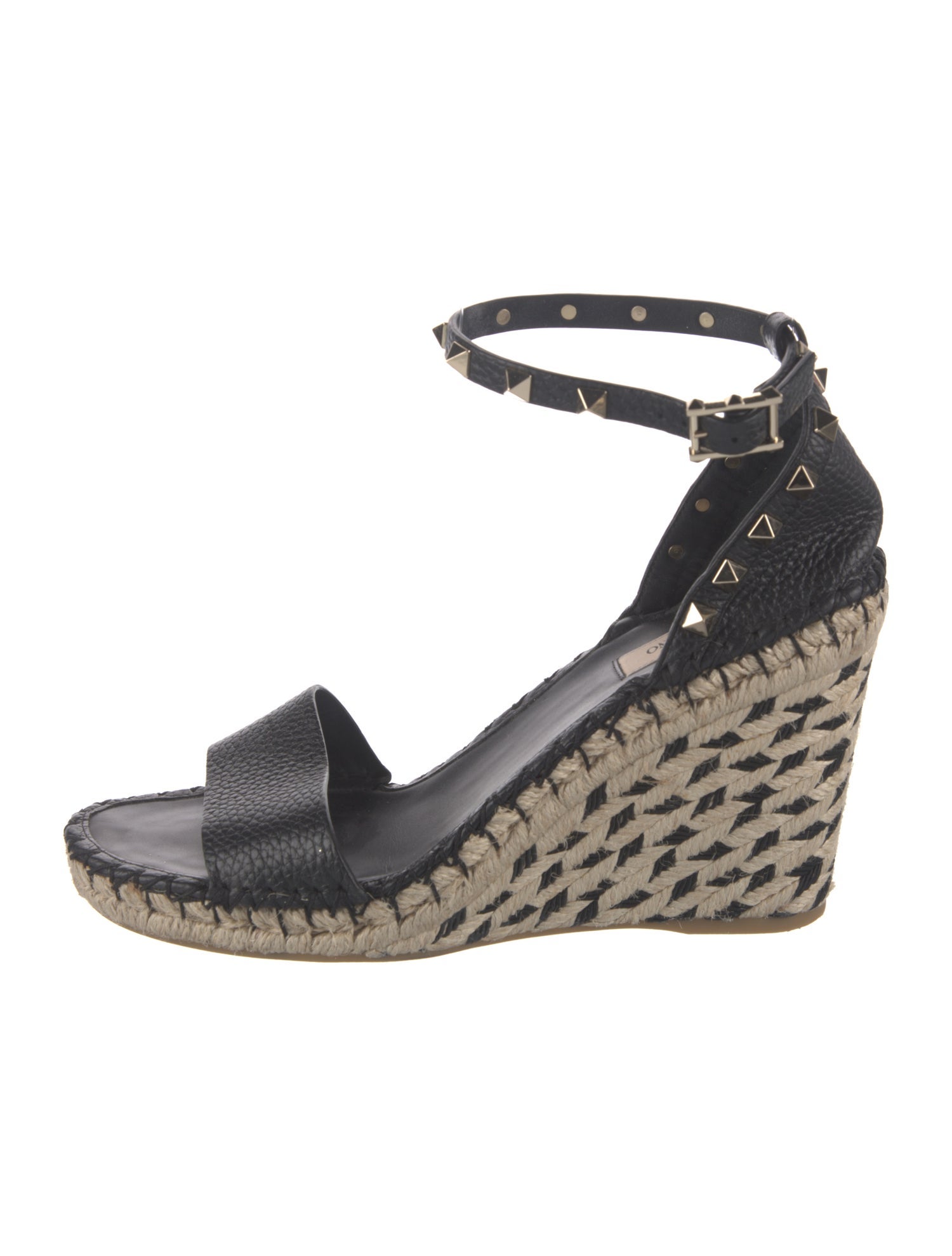 Valentino Rockstud Accents Leather Espadrilles