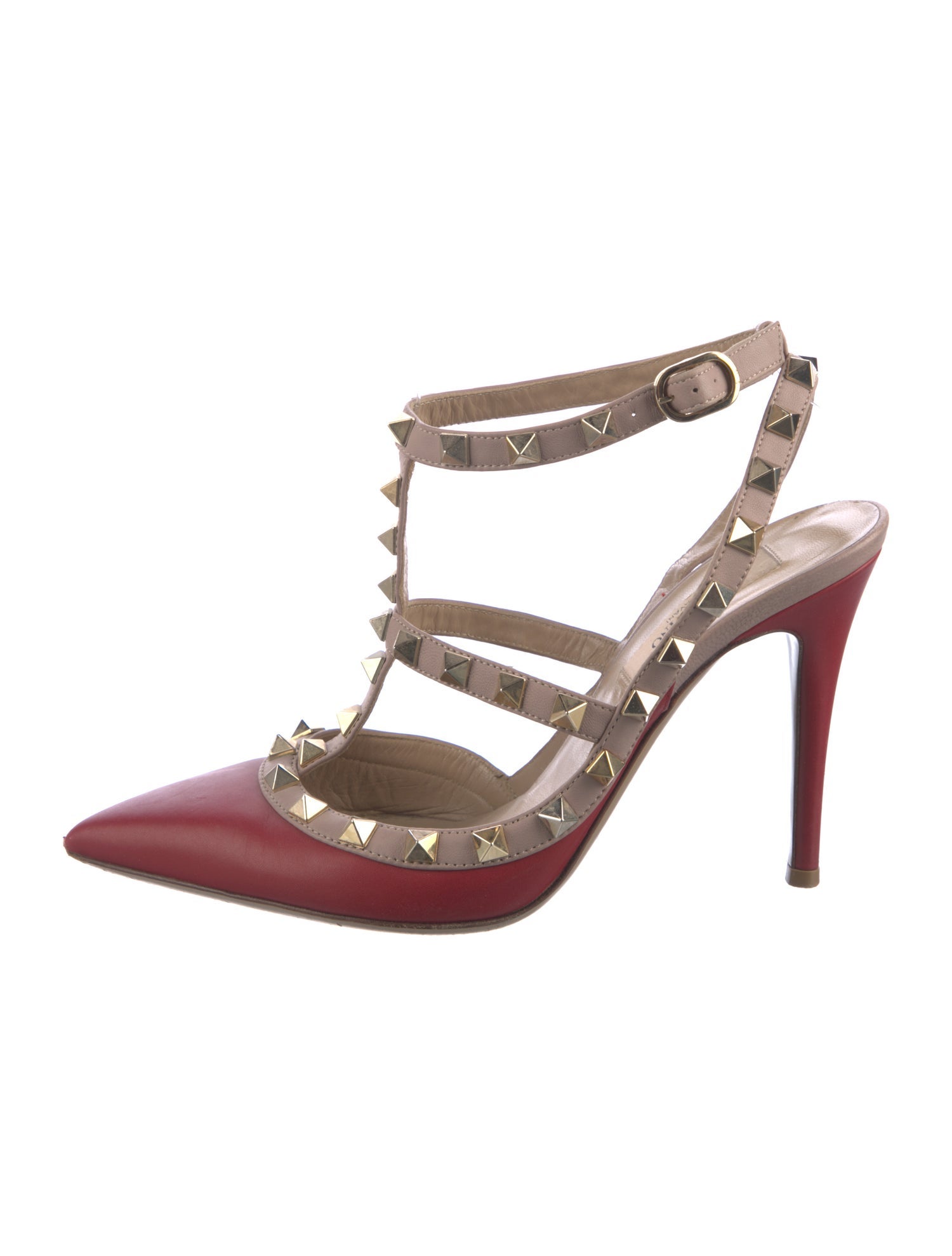 Valentino Rockstud Accents Leather T-Strap Pumps