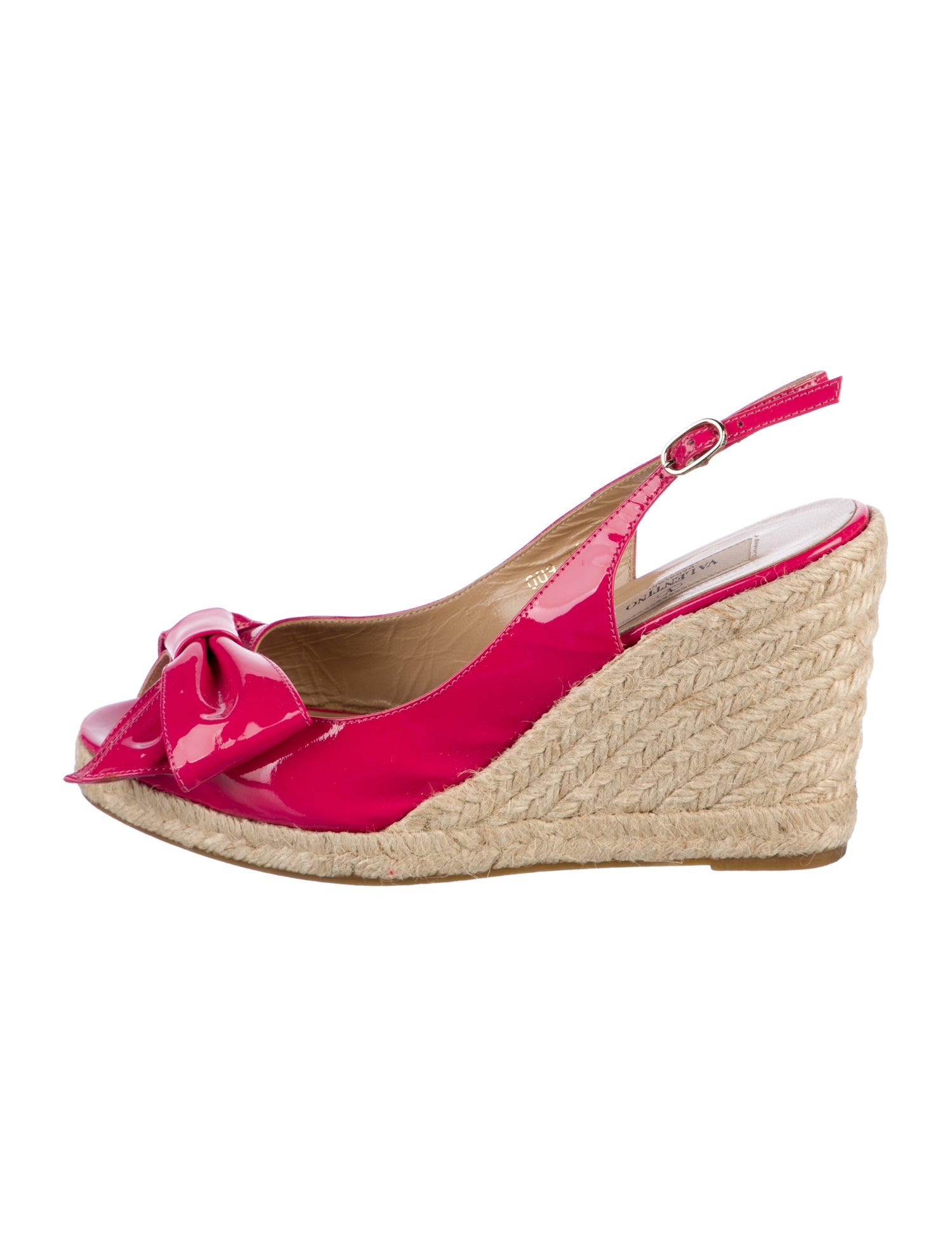 Valentino Patent Leather Bow Accents Espadrilles