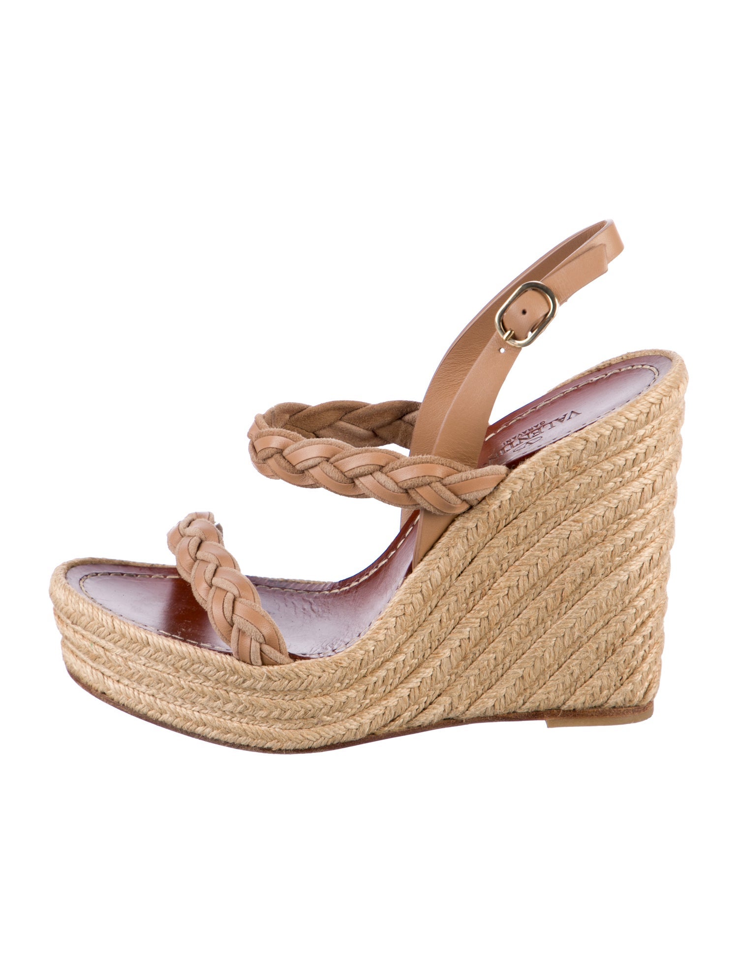 Valentino Leather Braided Accents Espadrilles