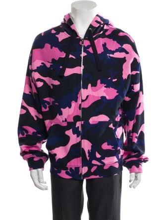 Valentino Camouflage Print Mock Neck Hoodie