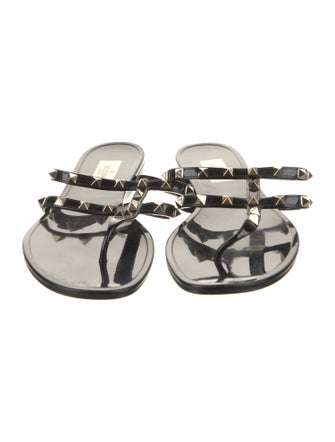 Valentino Rockstud Accents Rubber Flip Flops