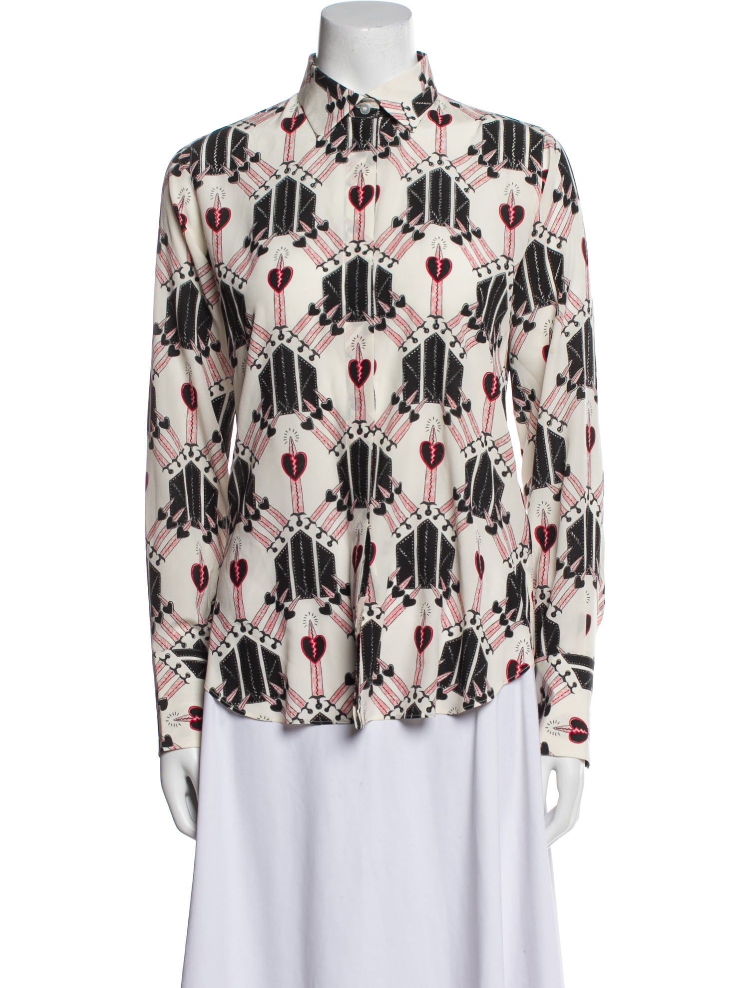 Valentino Silk Printed Button-Up Top