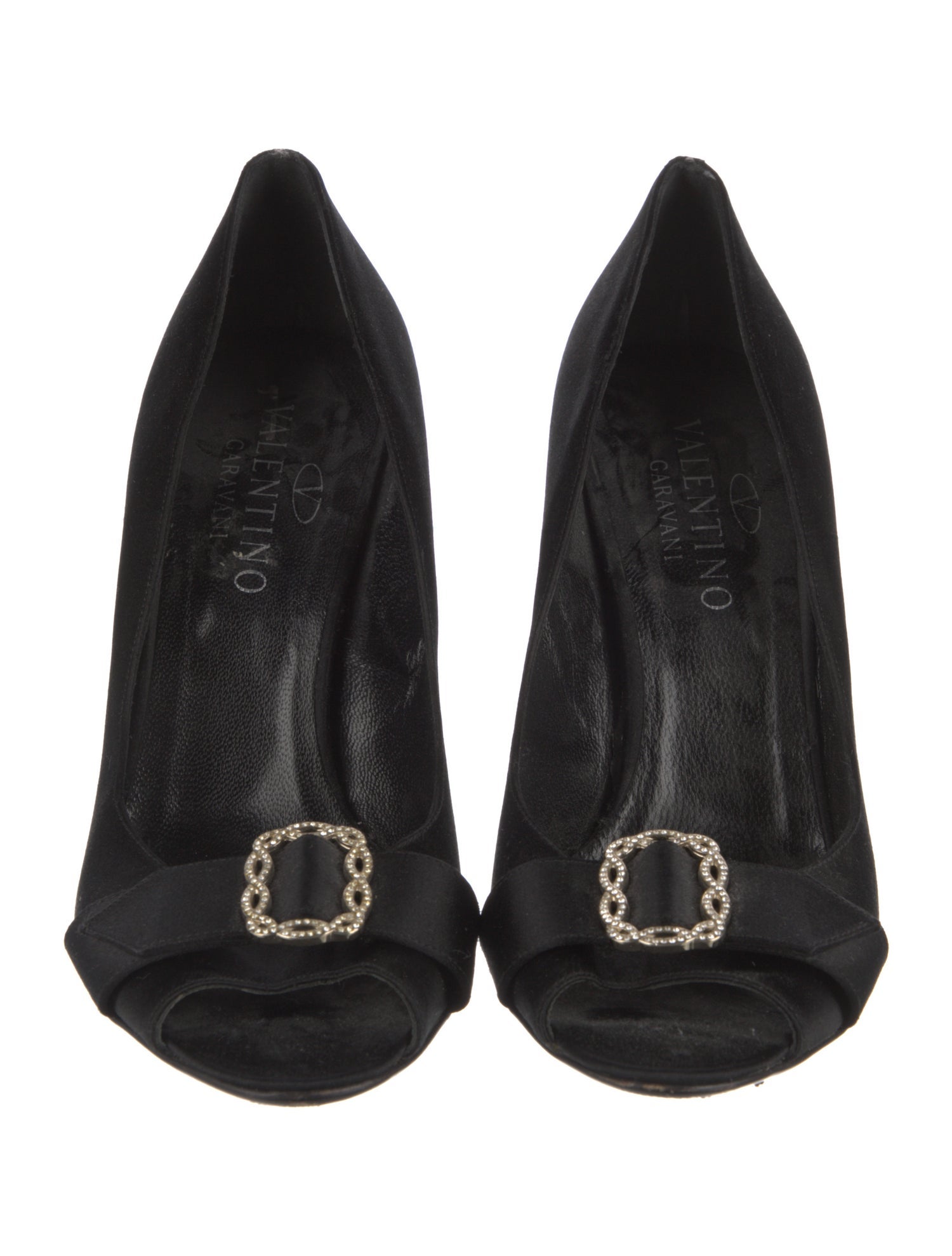 Valentino Satin Crystal Embellishments Pumps