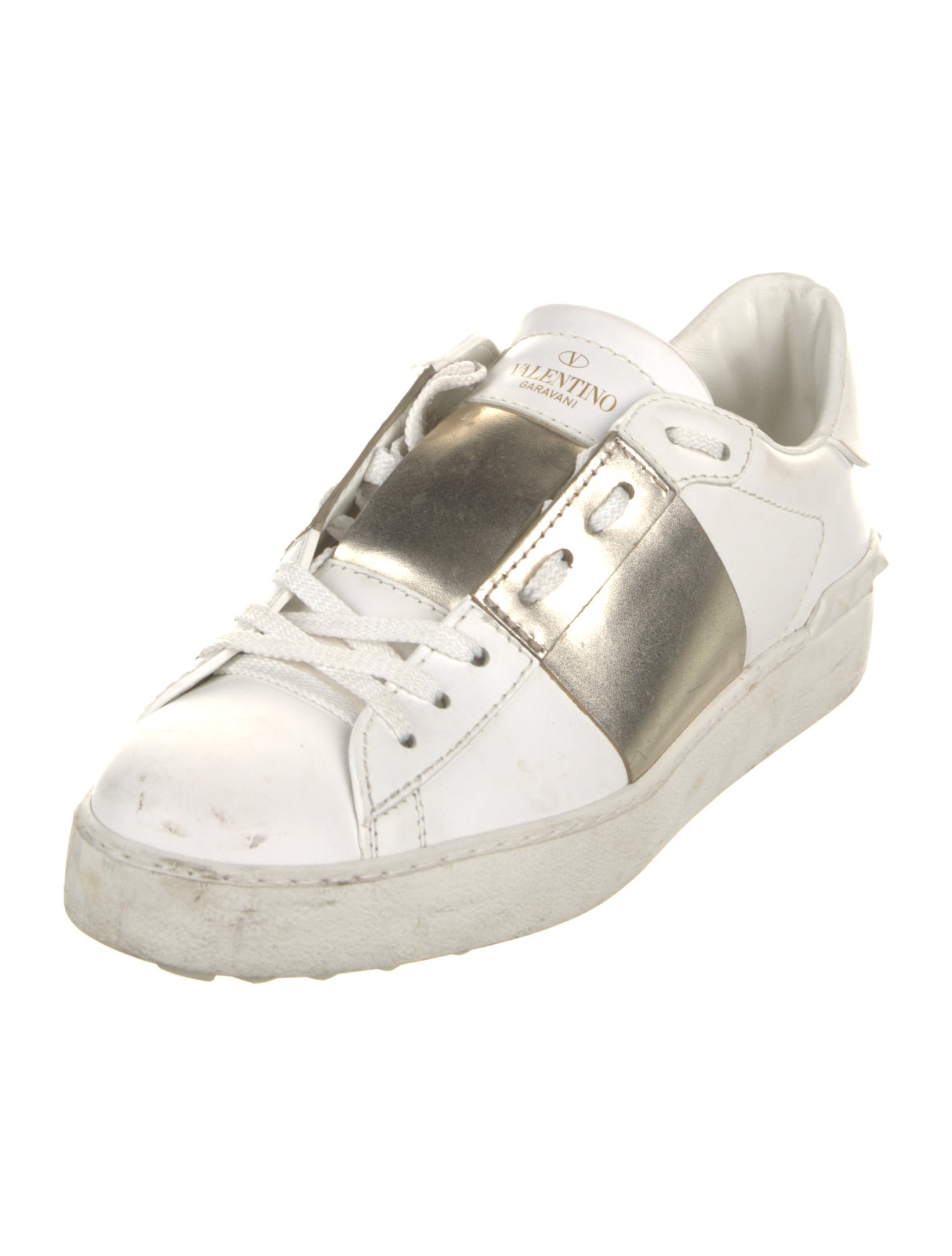 Valentino Rockstud Accents Leather Sneakers