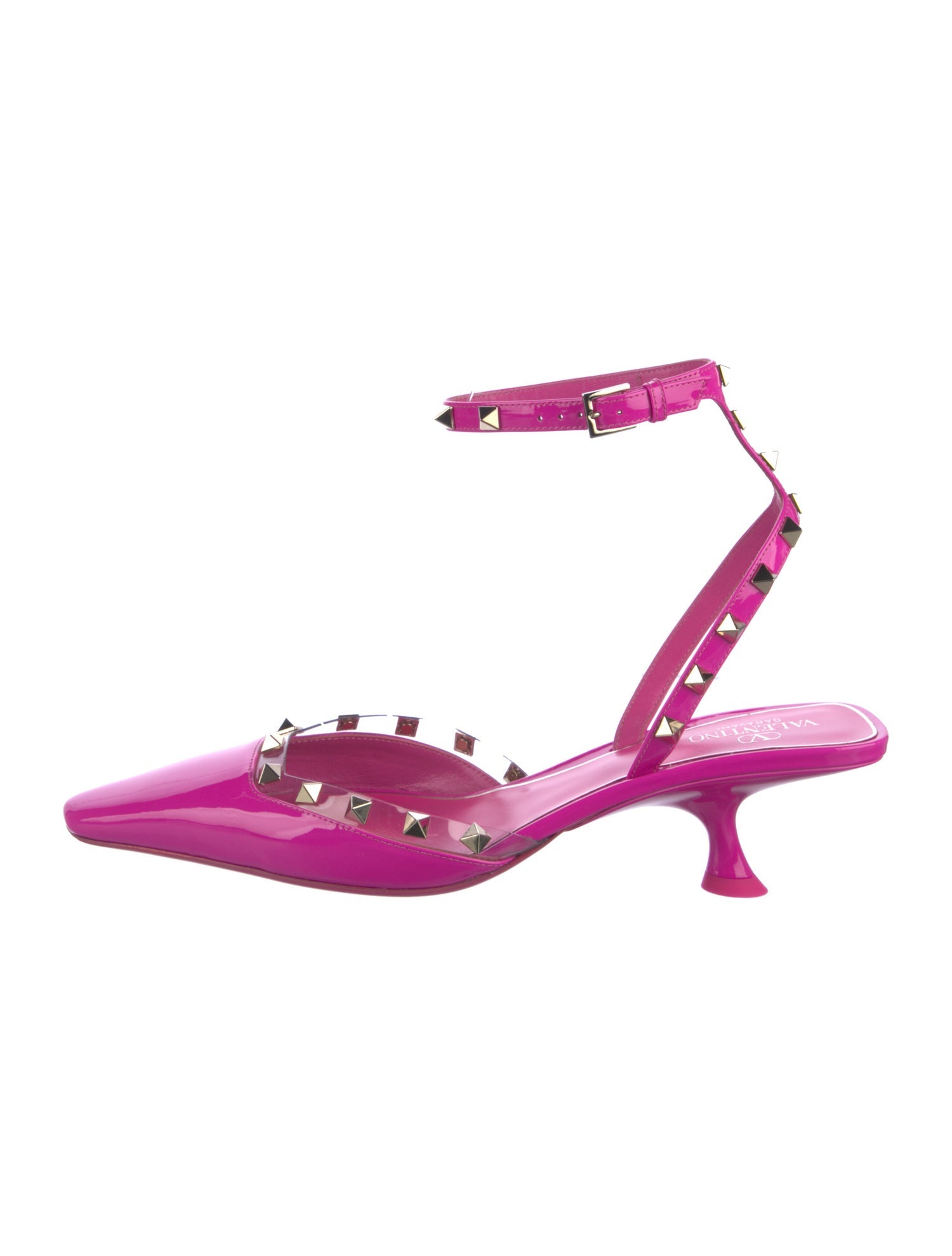 Valentino Rockstud Accents Patent Leather Slingback Pumps