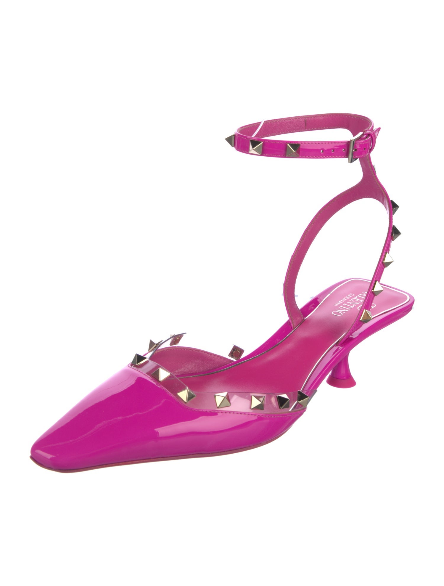 Valentino Rockstud Accents Patent Leather Slingback Pumps