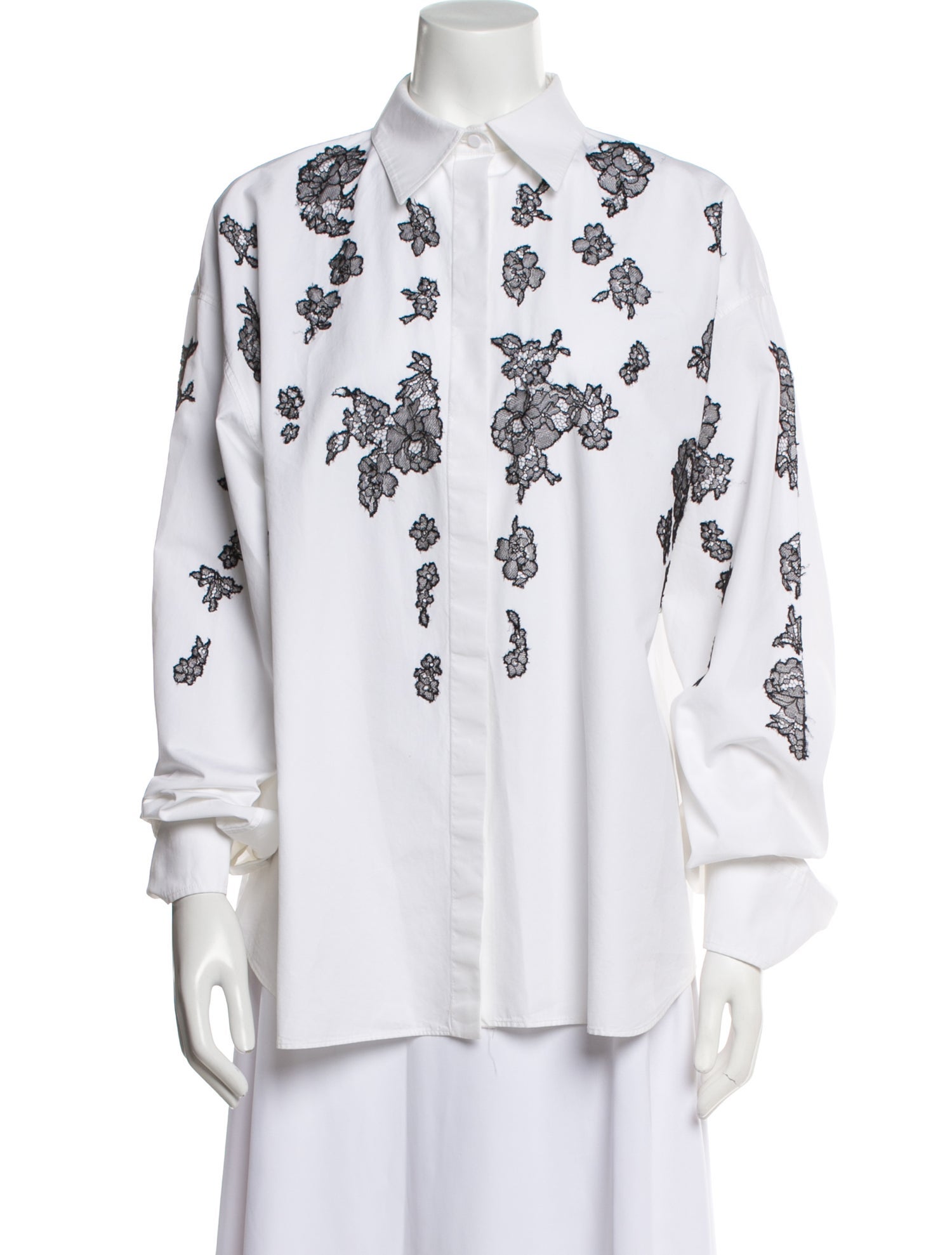 Valentino Printed Long Sleeve Button-Up Top