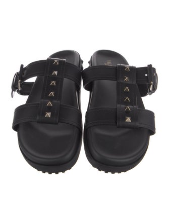Valentino Rockstud Accents Leather Slides