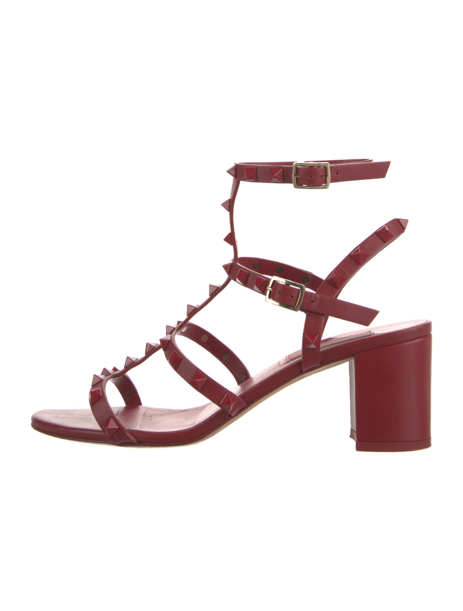 Valentino Rockstud Accents Leather T-Strap Pumps