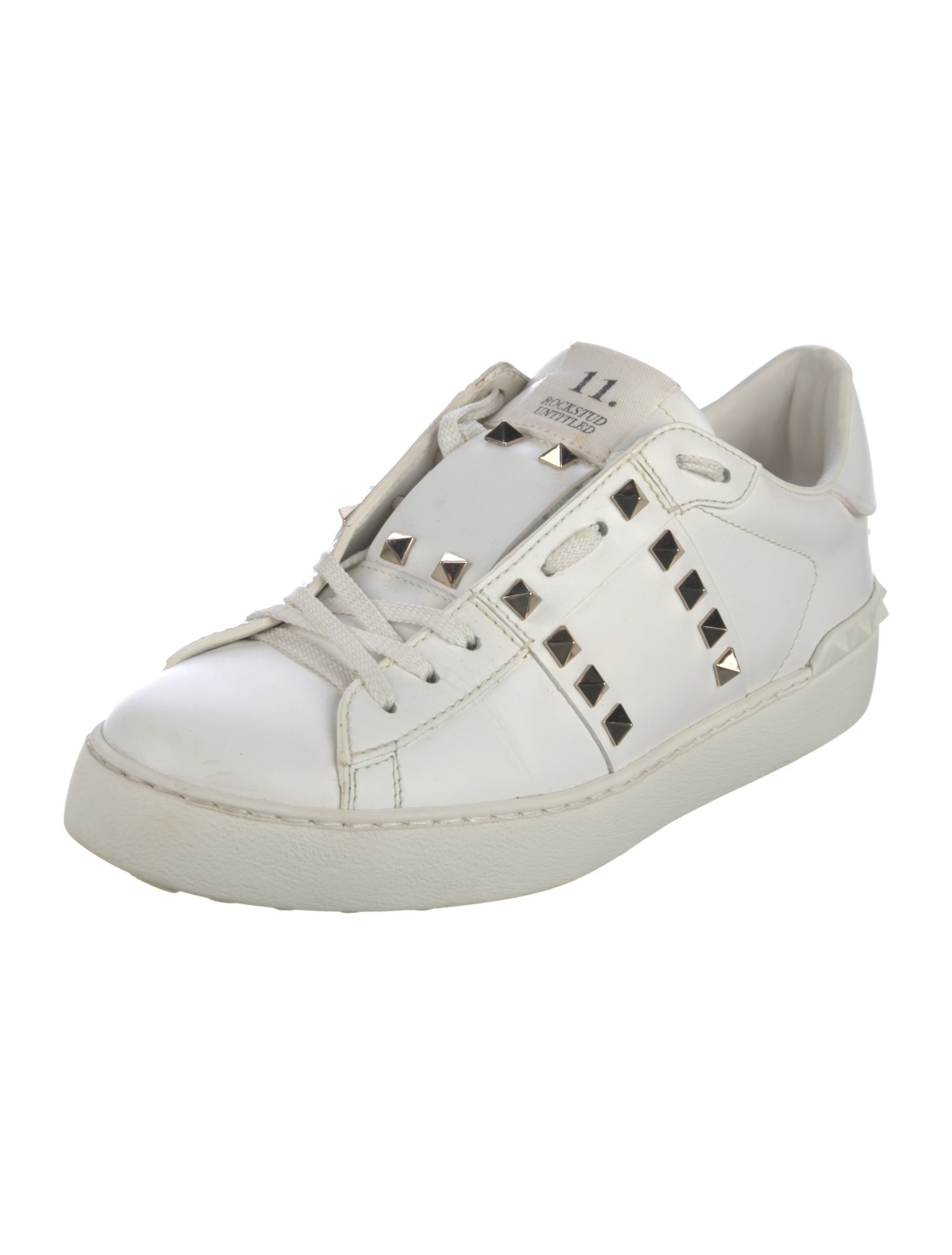 Valentino Rockstud Accents Leather Sneakers