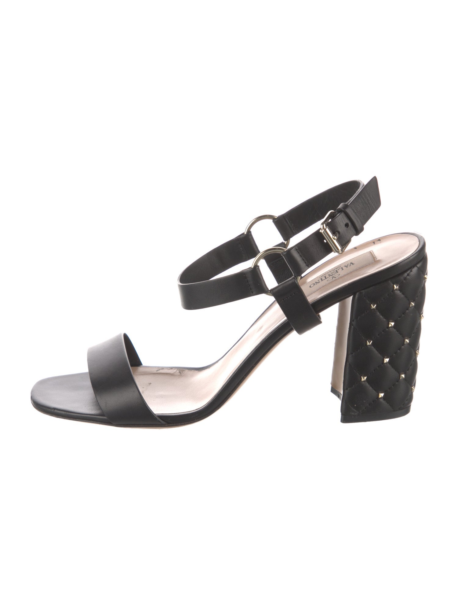 Valentino Quilted Pattern Leather Slingback Sandals