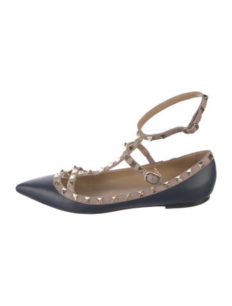 Valentino Rockstud Accents Leather Ballet Flats