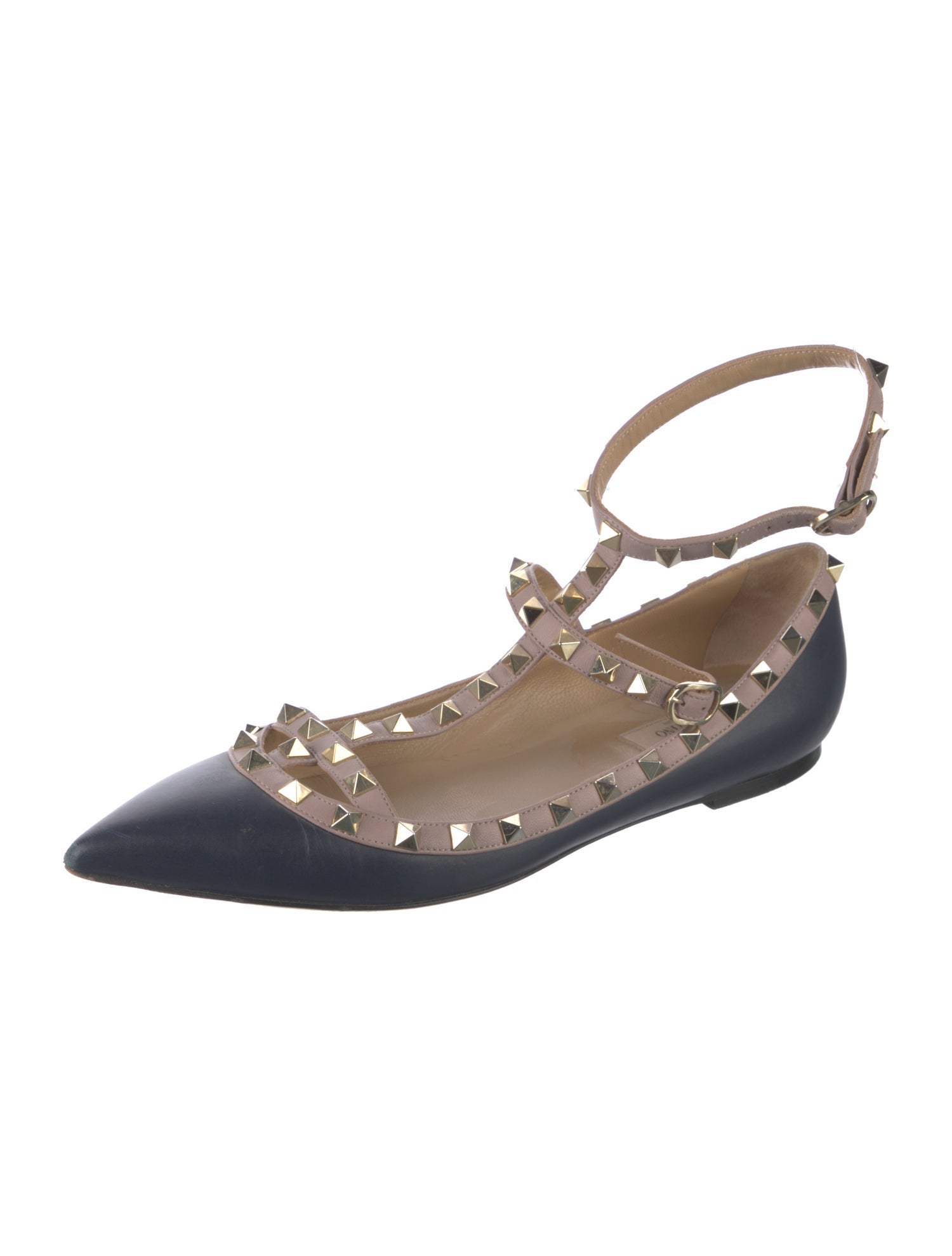 Valentino Rockstud Accents Leather Ballet Flats