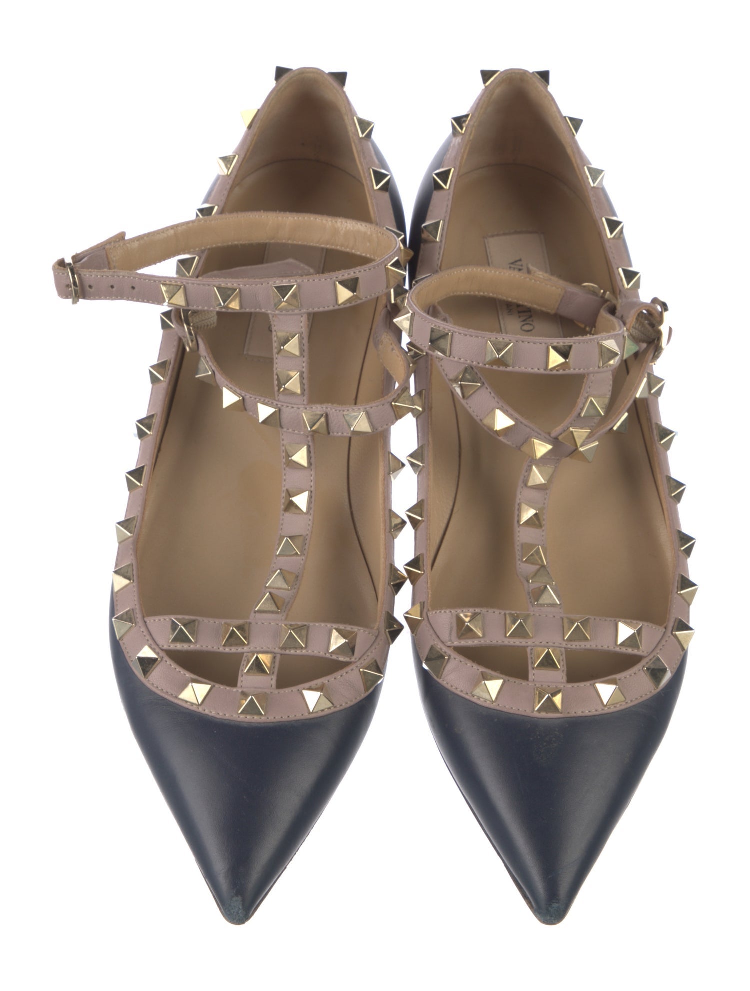 Valentino Rockstud Accents Leather Ballet Flats