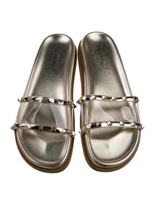 Valentino Rockstud Accents Leather Slides