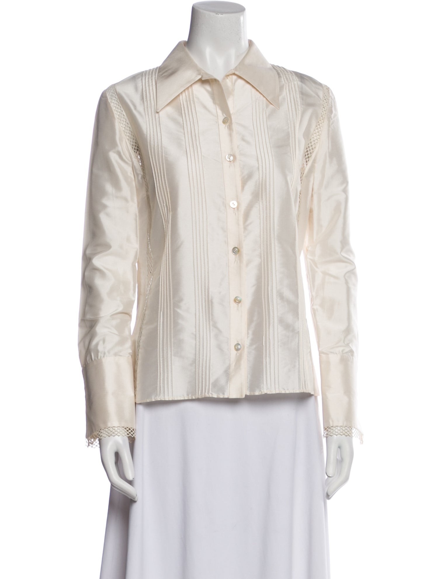 Valentino Silk Long Sleeve Button-Up Top