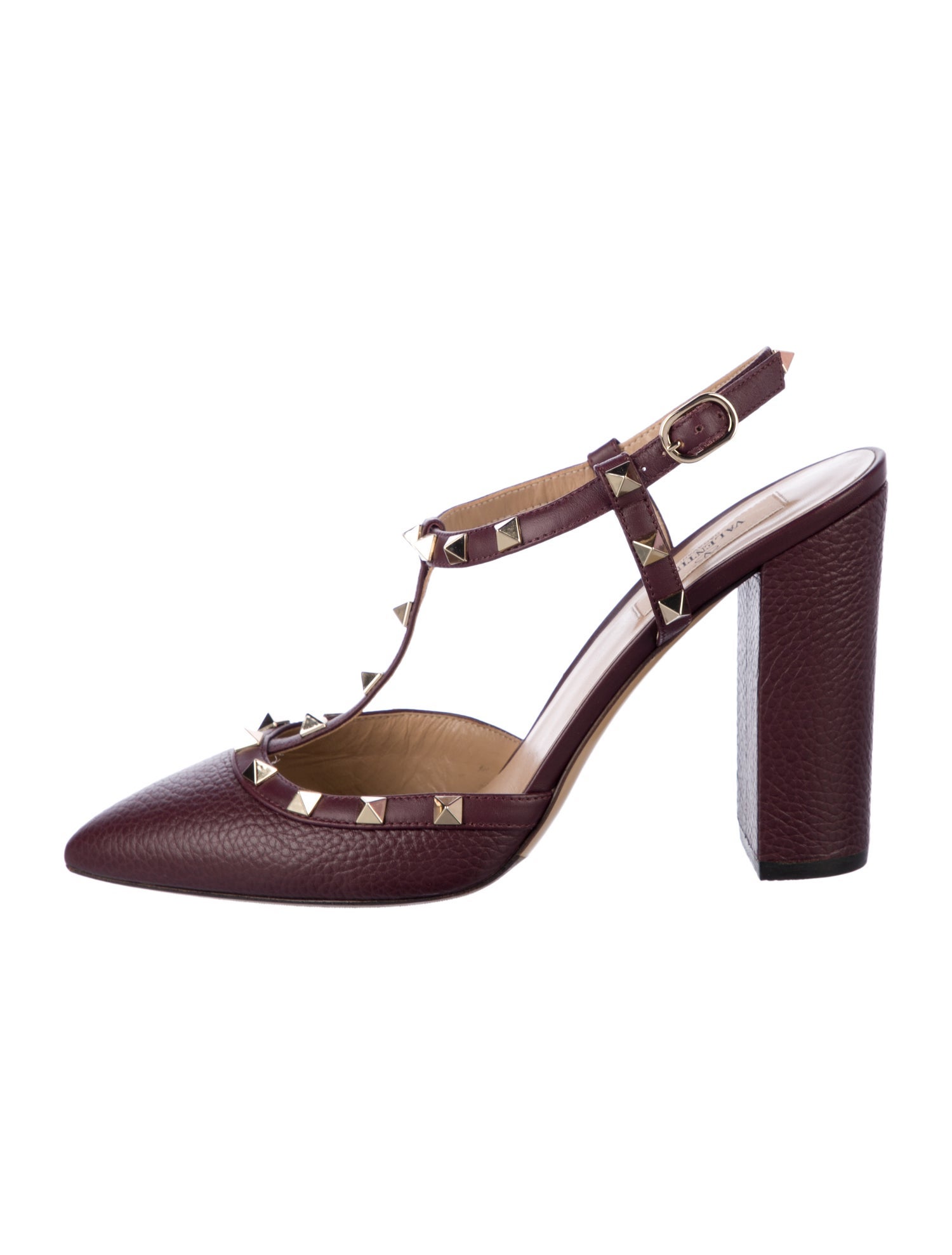 Valentino Rockstud Accents Leather T-Strap Pumps