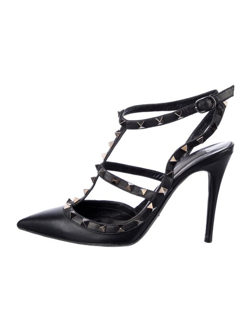 Valentino Rockstud Accents Leather T-Strap Pumps