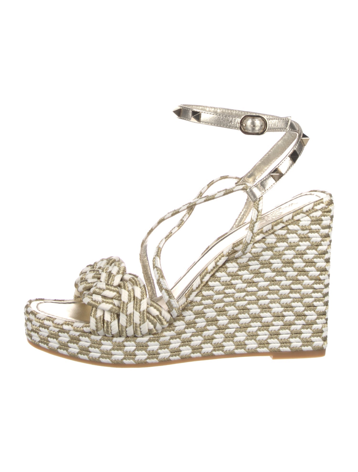 Valentino Jute Studded Accents Sandals